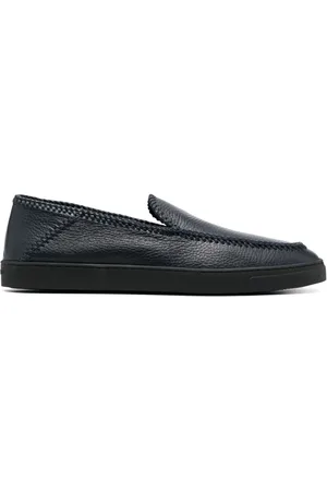 Giorgio Armani Whipstitch-detail leather loafers