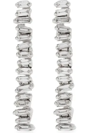 Suzanne Kalan 18kt white gold Linear Baby Tennis diamond earrings