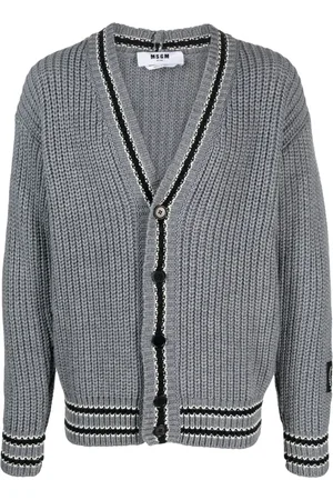 Msgm Striped-trim buttoned cardigan