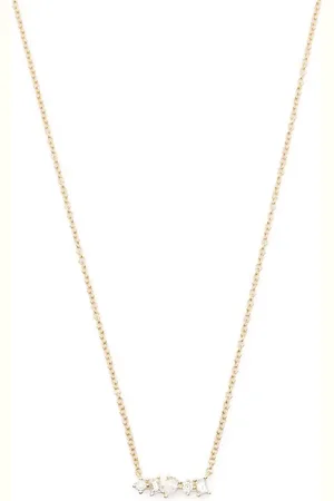 EF Collection 14kt yellow mini diamond bar necklace