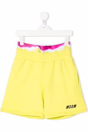 Msgm Tie-dye trim logo print runner shorts