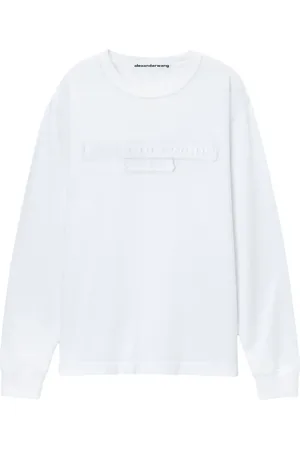 Alexander Wang Distressed-logo cotton T-shirt