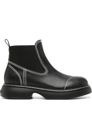 Ganni Contrast-stitching leather boots