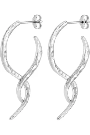Dower and Hall Large entwined double twist hoop earrings