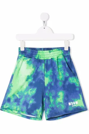 Msgm Tie-dye print cotton track shorts