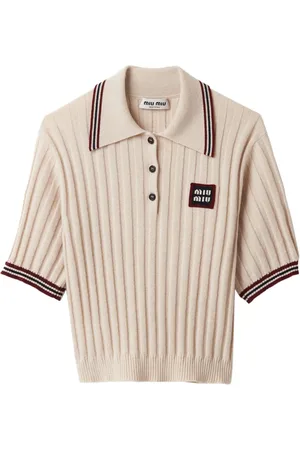 Miu Miu Ribbed-knit cashmere polo shirt