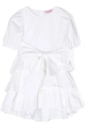 MISS BLUMARINE Bow-detail puff-sleeved dress