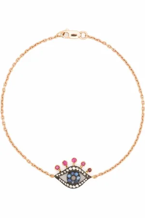 MONAN 18kt rose gold Evil Eye diamond, sapphire and ruby bracelet