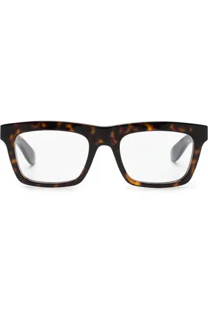 Alexander McQueen Logo-engraved rectangle-frame glasses
