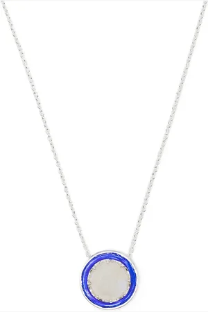 Akansha Sethi Moonstone blue enamel button necklace