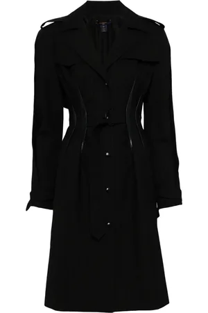 LOUIS VUITTON Pinstriped belted wool coat