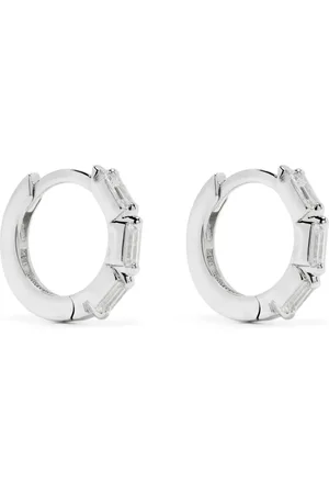 Suzanne Kalan 18kt white gold diamond huggie earrings