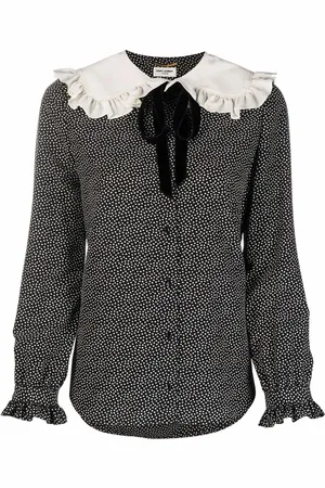Saint Laurent Peter Pan-collar polka-dot blouse