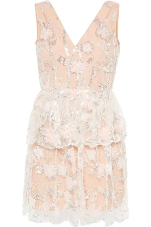 Self-Portrait Sequined lace mini dress