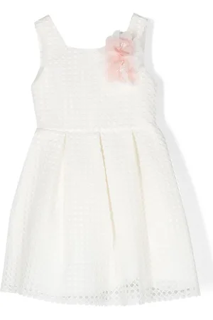Abel & Lula Floral-appliqué pleated dress