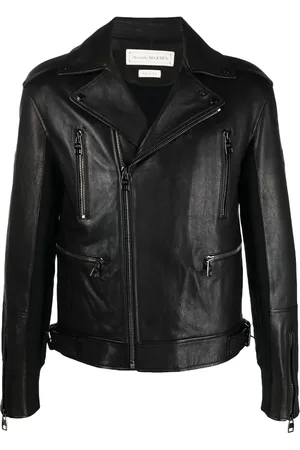 Alexander McQueen Leather-trim biker jacket