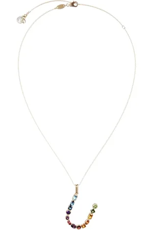 Dolce & Gabbana 18kt yellow initial U gemstone necklace