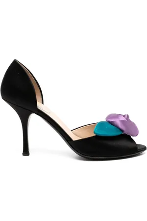 Prada Floral detail peep toe pumps