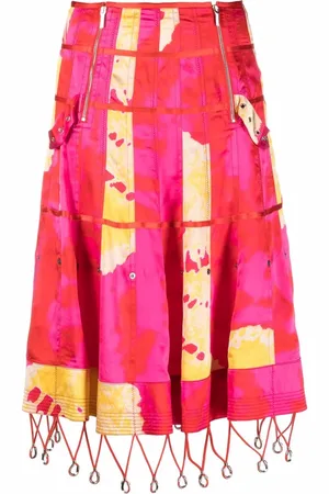 Dior 2003 abstract-print flared silk skirt