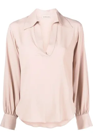 BLANCA Draped V-neck blouse
