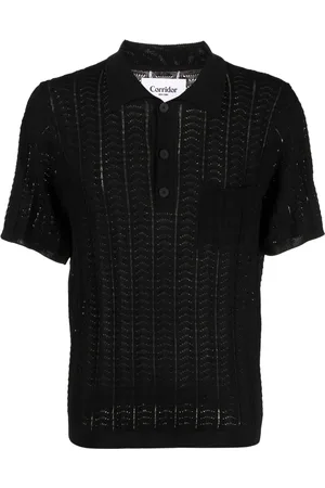 Corridor Openwork-knit polo shirt