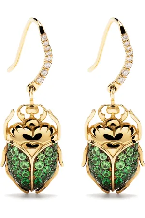Aurélie Bidermann 18kt yellow Scarab tsavorite and diamond earrings