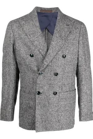 BARBA Houndstooth-pattern double-breasted blazer