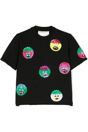 CAROLINE BOSMANS Sequinned cotton T-shirt