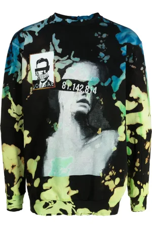 Stain Shade Bleached-effect graphic-print cotton sweatshirt