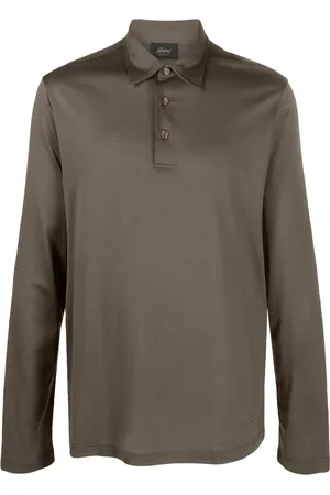 BRIONI Long-sleeve silk-blend polo shirt