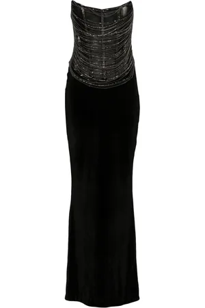 Retrofete Draped velvet maxi dress