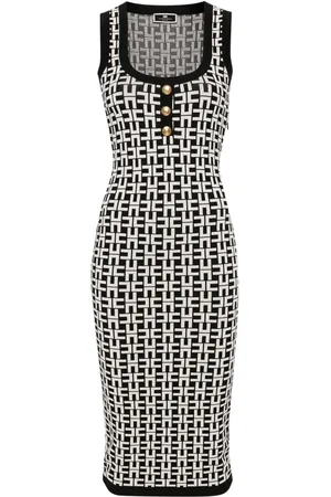 Elisabetta Franchi Logo-intarsia knitted dress