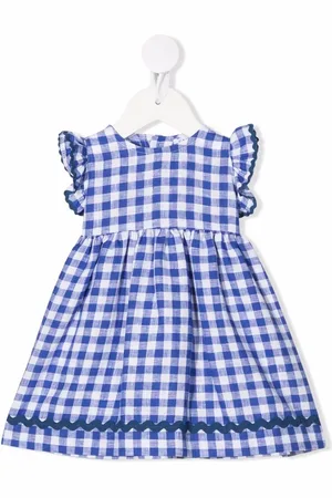 SIOLA Gingham-print ruffle linen dress