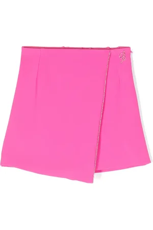 MISS BLUMARINE Logo-plaque crepe wrap skort