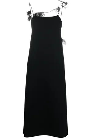 Jil Sander Feather-trim slip dress