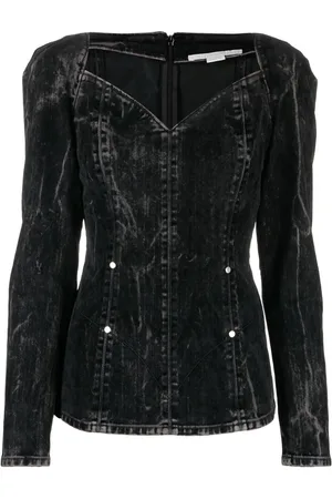 Stella McCartney Flocked velvet denim blouse