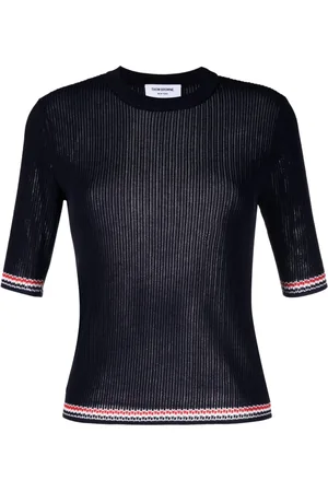 Thom Browne RWB Stripe pointelle-knit top
