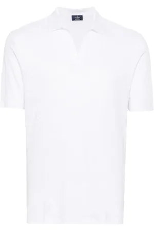 BARBA V-neck linen polo shirt