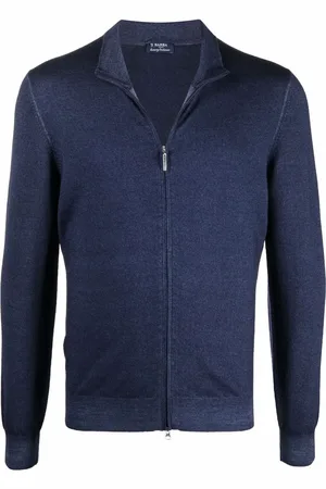 BARBA Zipped-up virgin wool cardigan