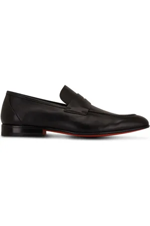 santoni Leather penny loafers