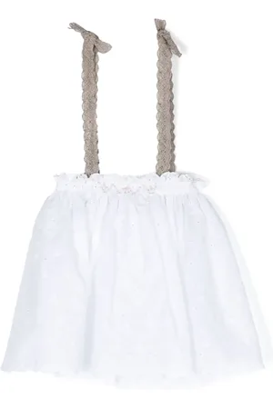 LA STUPENDERIA Pleated lace suspender-strap skirt