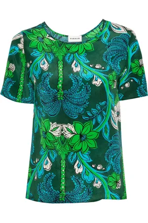 P.A.R.O.S.H. Floral-print silk T-shirt