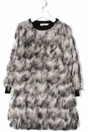 Le pandorine Fringed long-sleeved dress