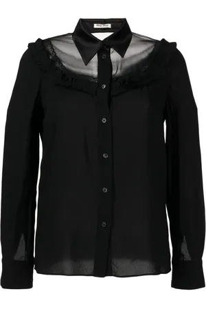 Miu Miu Sheer-panelled long sleeve shirt