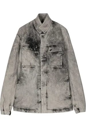 11 BY BORIS BIDJAN SABERI Acid-wash cotton-blend denim jacket