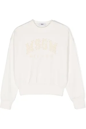 Msgm Distressed-finish logo-print sweatshirt