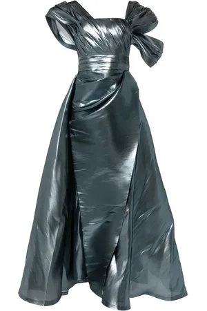 Gaby Charbachy Metallic-effect draped gown