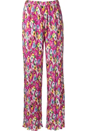 Msgm Pleated floral-print trousers