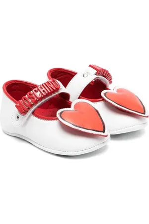 Moschino Heart-appliqué leather ballerina shoes