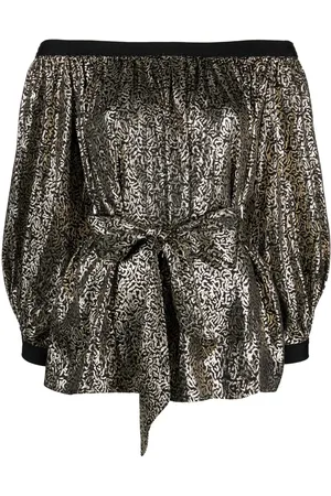 Saint Laurent 1980s metallic tie-waist blouse